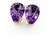 10K Yellow Gold 1.26 Carat Pear Amethyst Stud Earrings
