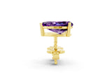 10K Yellow Gold 1.26 Carat Pear Amethyst Stud Earrings