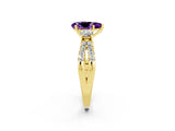 Yellow gold Pear Cut Amethyst Three-Stone Ring with Pavé Split Shank and Four-Prong Setting_14