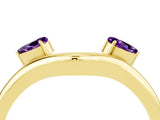 Yellow gold Pear Cut Amethyst Two-Stone Open Band Ring with Prong Setting_10