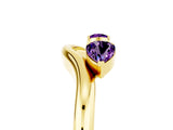 Yellow gold Pear Cut Amethyst Two-Stone Open Band Ring with Prong Setting_11