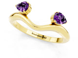 Yellow gold Pear Cut Amethyst Two-Stone Open Band Ring with Prong Setting_7