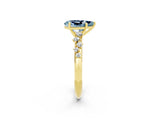 Yellow gold Pear Cut Aquamarine Cluster Side Stone Solitaire Ring with Prong Setting_26