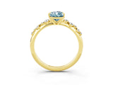Yellow gold Pear Cut Aquamarine Cluster Side Stone Solitaire Ring with Prong Setting_27