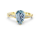 Yellow gold Pear Cut Aquamarine Engagement Ring with Side Stone Accents and Four-Prong Setting_27