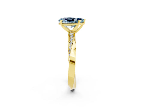 Yellow gold Pear Cut Aquamarine Engagement Ring with Side Stone Accents and Four-Prong Setting_29