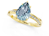 Yellow gold Pear Cut Aquamarine Engagement Ring with Side Stone Accents and Four-Prong Setting_85