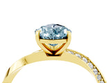 Yellow gold Pear Cut Aquamarine Engagement Ring with Side Stone Accents and Four-Prong Setting_88