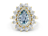 Yellow gold Pear Cut Aquamarine Floral Double Halo Engagement Ring with Prong Setting_60