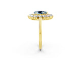 Yellow gold Pear Cut Aquamarine Floral Double Halo Engagement Ring with Prong Setting_62