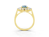 Yellow gold Pear Cut Aquamarine Floral Double Halo Engagement Ring with Prong Setting_63