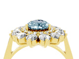Yellow gold Pear Cut Aquamarine Floral Double Halo Engagement Ring with Prong Setting_64