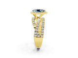 Yellow gold Pear Cut Aquamarine Halo Ring with Round Split Shank and Prong Setting_50