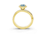 Yellow gold Pear Cut Aquamarine Halo Ring with Round Split Shank and Prong Setting_51