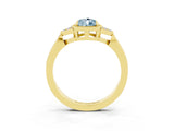 Yellow gold Pear Cut Aquamarine Halo Ring with Tapered Band and Four-Prong Setting_3