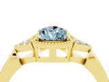 Yellow gold Pear Cut Aquamarine Halo Ring with Tapered Band and Four-Prong Setting_4
