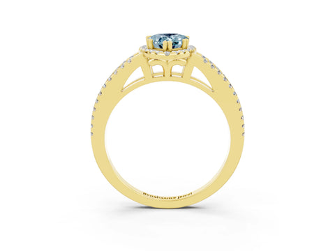 Yellow gold Pear Cut Aquamarine Halo Split Shank Engagement Ring_15
