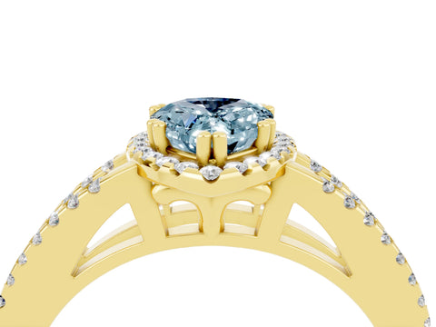 Yellow gold Pear Cut Aquamarine Halo Split Shank Engagement Ring_16