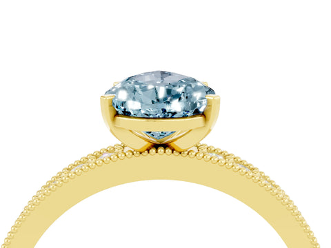 Yellow gold Pear Cut Aquamarine Milgrain Pavé Engagement Ring with Four-Prong Setting_4