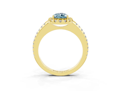 Yellow gold Pear Cut Aquamarine Pavé Halo Ring with Four-Prong Setting_15