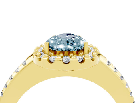 Yellow gold Pear Cut Aquamarine Pavé Halo Ring with Four-Prong Setting_16