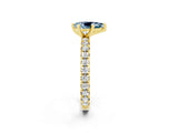 Yellow gold Pear Cut Aquamarine Pavé Solitaire Ring with Round Band and Prong Setting_26