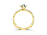 Yellow gold Pear Cut Aquamarine Pavé Solitaire Ring with Round Band and Prong Setting_27