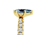 Yellow gold Pear Cut Aquamarine Pavé Solitaire Ring with Round Band and Prong Setting_29