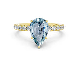 Yellow gold Pear Cut Aquamarine Pave Band Solitaire Ring with Four-Prong Setting_24