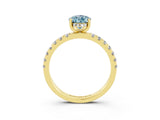 Yellow gold Pear Cut Aquamarine Pave Band Solitaire Ring with Four-Prong Setting_27