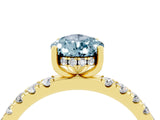 Yellow gold Pear Cut Aquamarine Pave Band Solitaire Ring with Four-Prong Setting_28