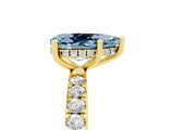 Yellow gold Pear Cut Aquamarine Pave Band Solitaire Ring with Four-Prong Setting_29