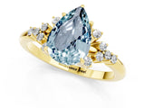 Yellow gold Pear Cut Aquamarine Ring with Side Stones and Four-Prong Setting_37