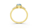 Yellow gold Pear Cut Aquamarine Ring with Side Stones and Four-Prong Setting_39