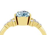 Yellow gold Pear Cut Aquamarine Ring with Side Stones and Four-Prong Setting_40