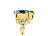 Yellow gold Pear Cut Aquamarine Ring with Side Stones and Four-Prong Setting_41