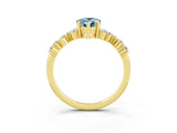 Yellow gold Pear Cut Aquamarine Scattered Round Accent Ring with Prong Setting_15
