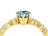 Yellow gold Pear Cut Aquamarine Scattered Round Accent Ring with Prong Setting_16
