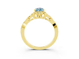 Yellow gold Pear Cut Aquamarine Solitaire Celtic Knot Ring with Four-Prong Setting_15