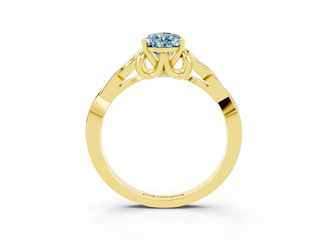 Yellow gold Pear Cut Aquamarine Solitaire Celtic Knot Ring with Four-Prong Setting_15