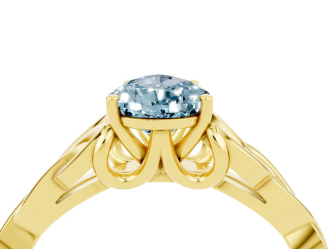 Yellow gold Pear Cut Aquamarine Solitaire Celtic Knot Ring with Four-Prong Setting_16