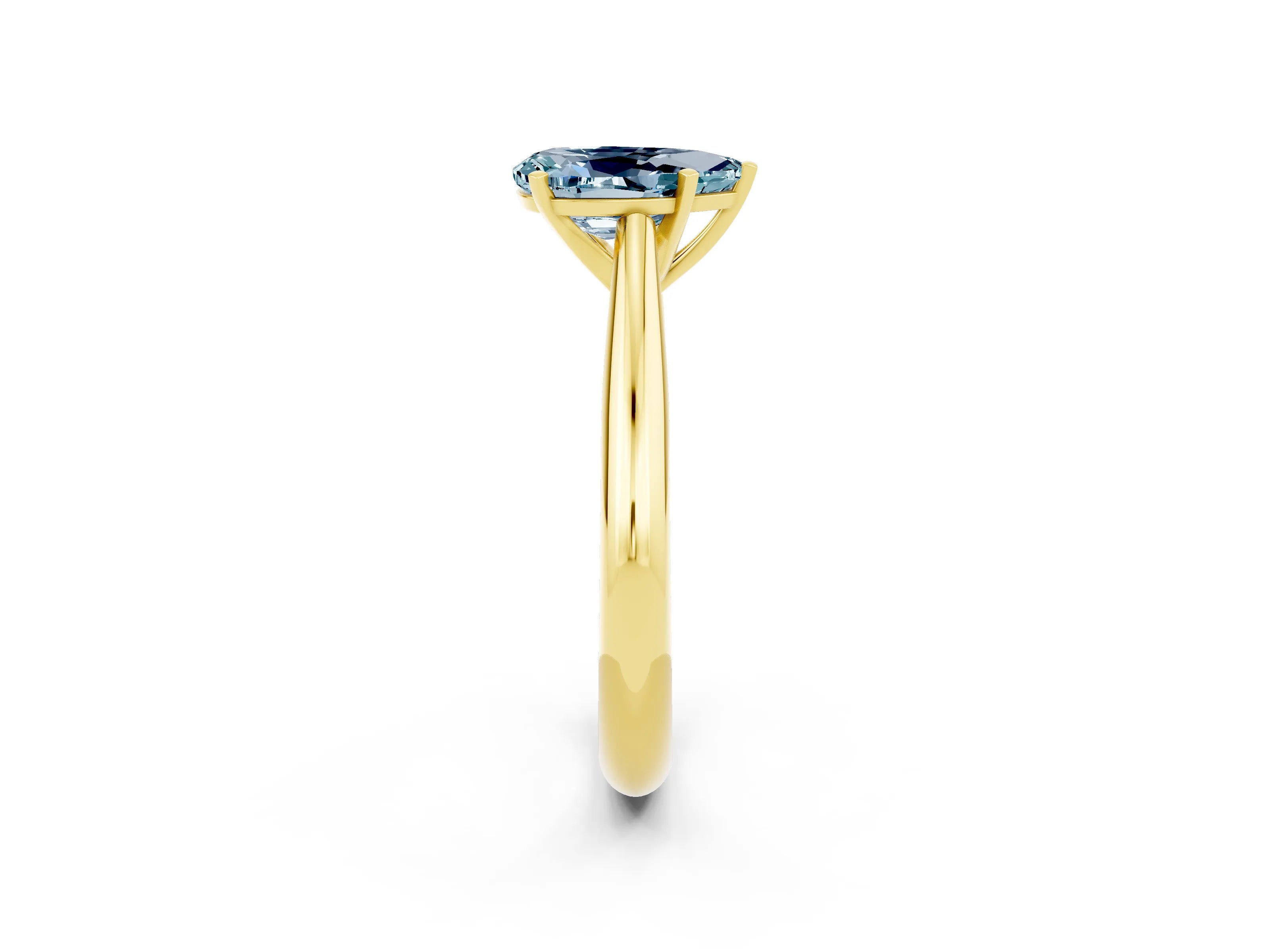 Yellow gold Pear Cut Aquamarine Solitaire Engagement Ring with Cathedral Setting and Four-Prong Mount_14