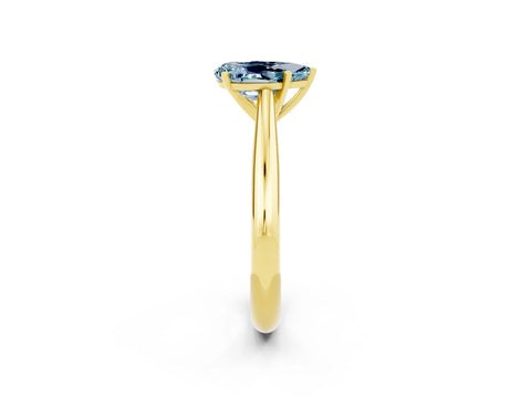 Yellow gold Pear Cut Aquamarine Solitaire Engagement Ring with Cathedral Setting and Four-Prong Mount_14