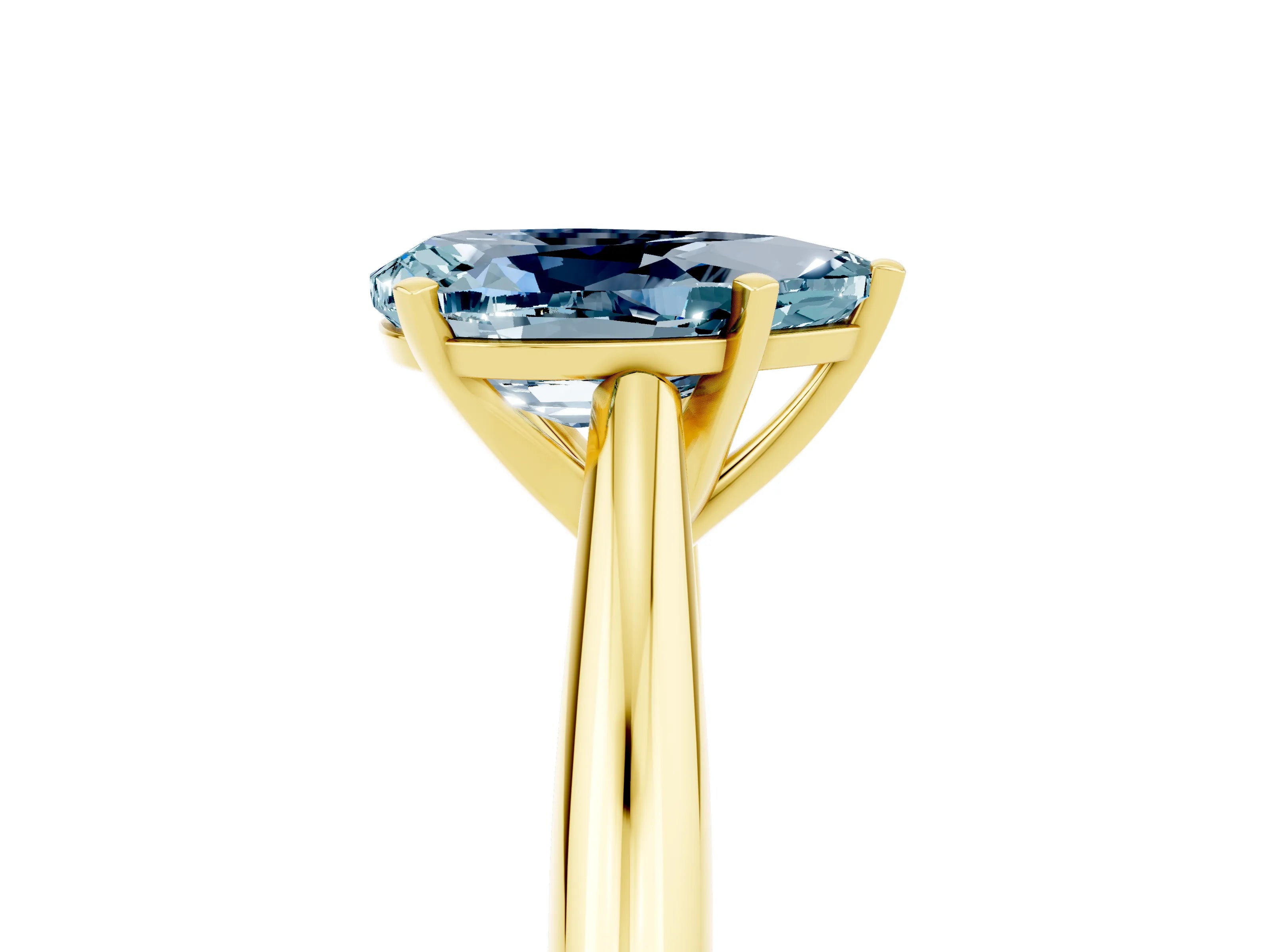 Yellow gold Pear Cut Aquamarine Solitaire Engagement Ring with Cathedral Setting and Four-Prong Mount_17
