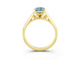 Yellow gold Pear Cut Aquamarine Solitaire Engagement Ring with Cathedral Setting and Four-Prong Mount_21