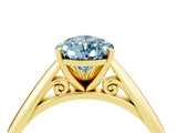 Yellow gold Pear Cut Aquamarine Solitaire Engagement Ring with Cathedral Setting and Four-Prong Mount_22