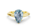 Yellow gold Pear Cut Aquamarine Solitaire Engagement Ring with Cathedral Setting and Four-Prong Mount_24