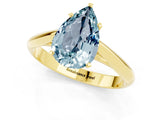 Yellow gold Pear Cut Aquamarine Solitaire Engagement Ring with Cathedral Setting and Four-Prong Mount_25