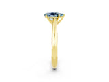 Yellow gold Pear Cut Aquamarine Solitaire Engagement Ring with Cathedral Setting and Four-Prong Mount_26