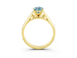 Yellow gold Pear Cut Aquamarine Solitaire Engagement Ring with Cathedral Setting and Four-Prong Mount_27